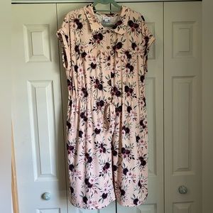 LulaRoe Stacie pink floral shirt dress